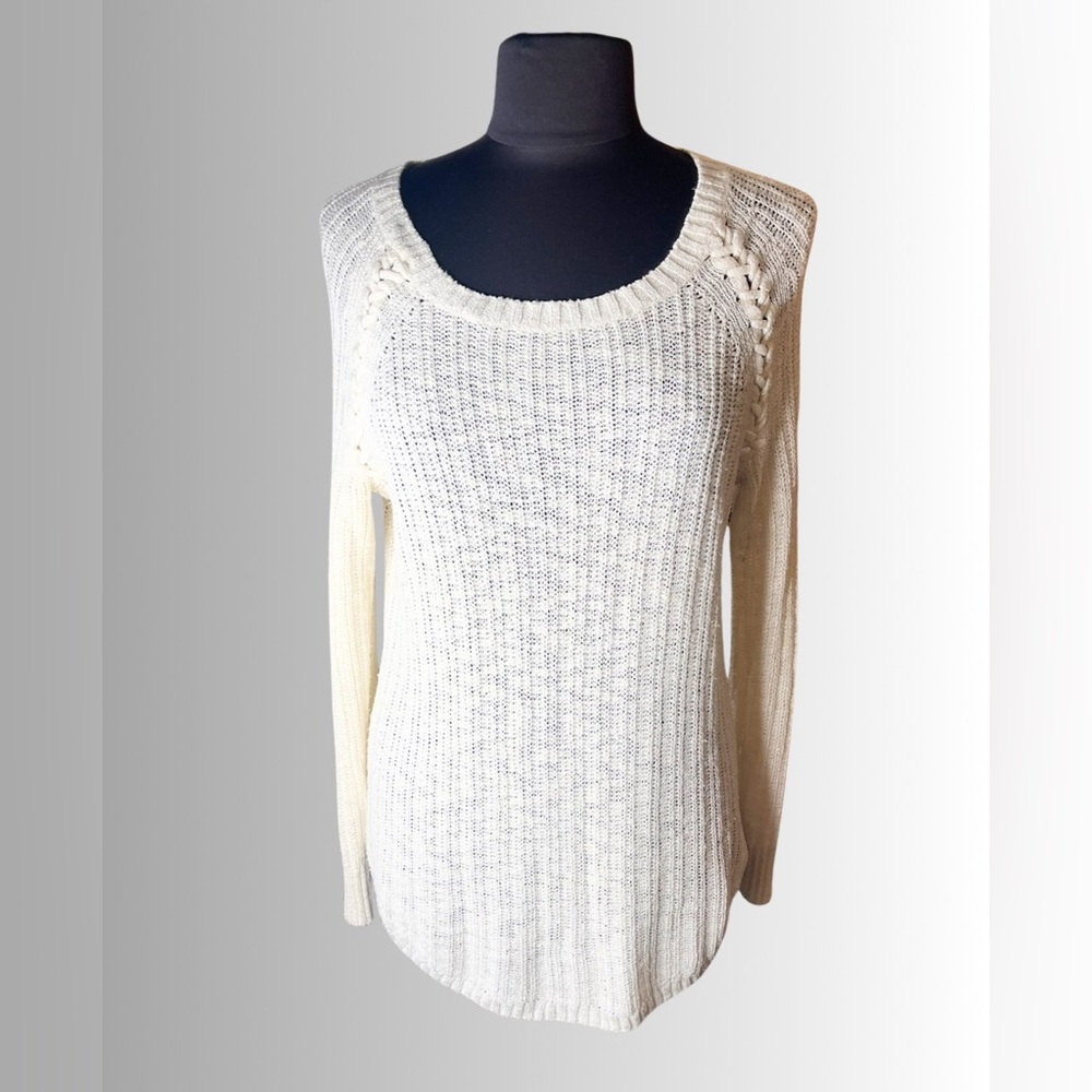 Pink Republic Cream Lightweight Knit Sweater Size L Relaxed Fit Cozy Neutral